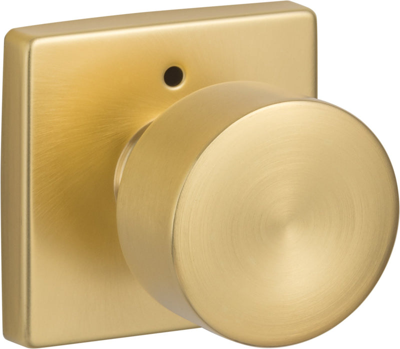 Sure-Loc Bergen Square Privacy Knobset in Satin Brass finish