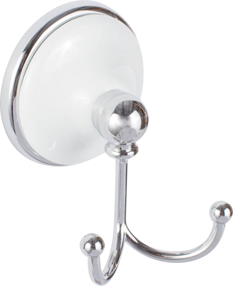 Sure-Loc Brighton Robe Hook, White Porcelain in Polished Chrome with White Porcelain finish