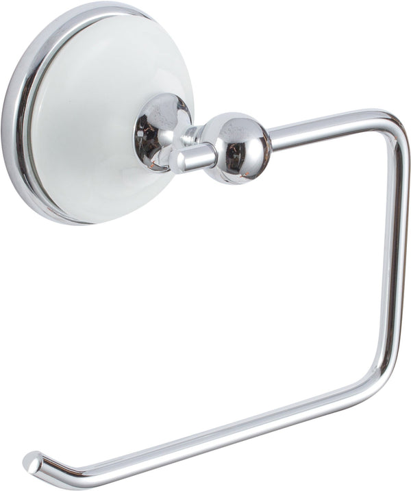 Sure-Loc Brighton Single Post Paper Holder, With White Porcelain in Polished Chrome with White Porcelain finish