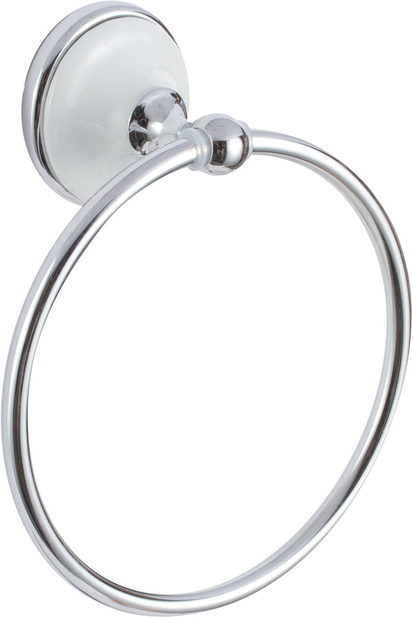 Sure-Loc Brighton Towel Ring, With White Porcelain in Polished Chrome with White Porcelain finish