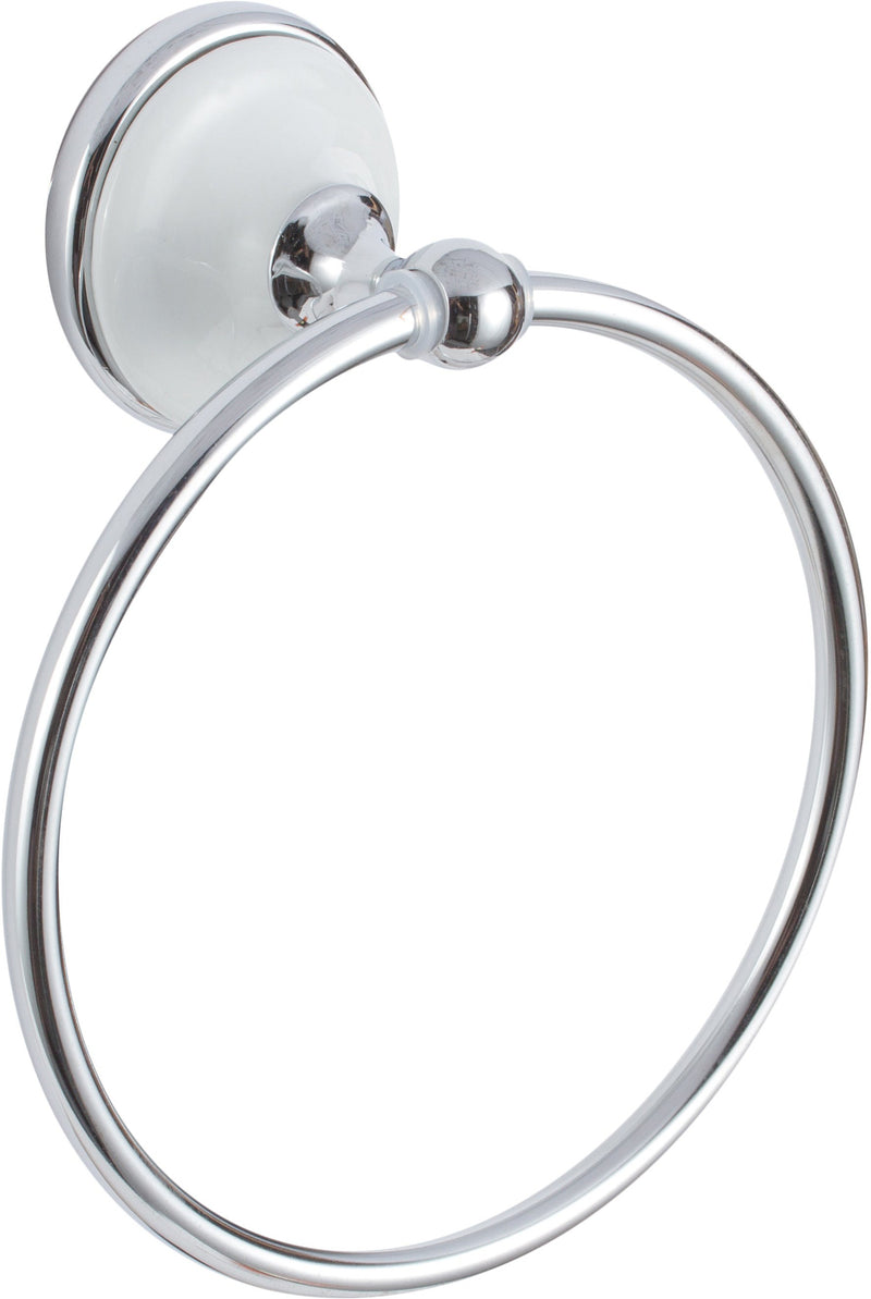 The Sure-Loc Brighton Towel Ring, With White Porcelain in Polished Chrome with White Porcelain finish