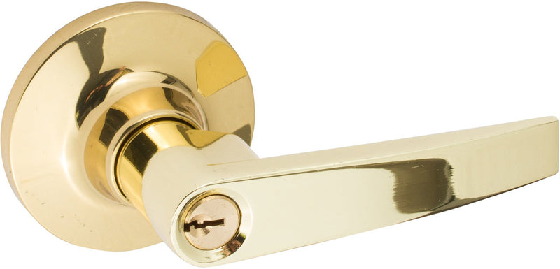 Sure-Loc Cedar Entry Lever in Polished Brass finish