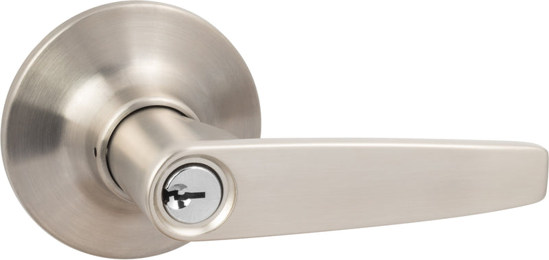 Sure-Loc Cedar Push Button Storeroom Lever in Satin Nickel finish