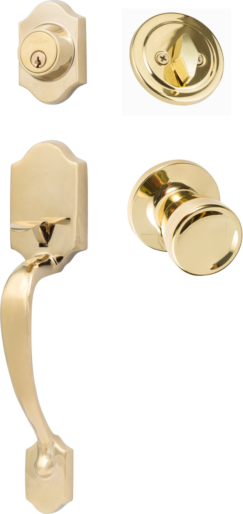 Sure-Loc Coral Handleset With Tulip Knob Interior Trim in Polished Brass finish