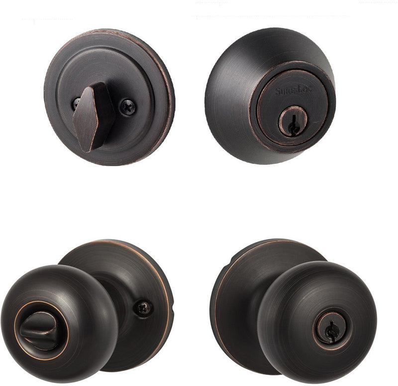 The Sure-Loc Durango Entry Knobset With KA Deadbolt in Vintage Bronze finish