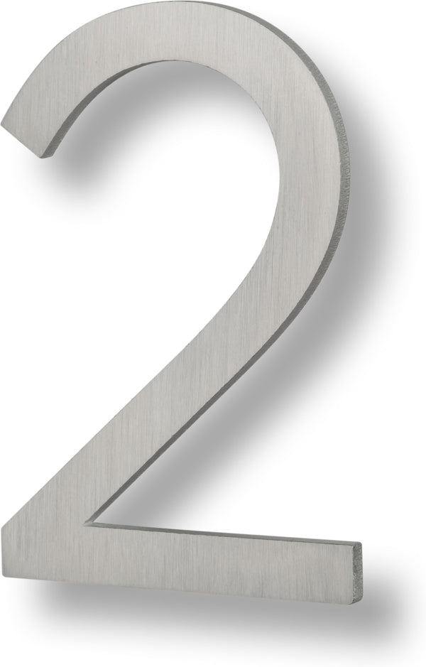 Sure-Loc Floating House Number, 6", No. 2 in Brushed Aluminum finish