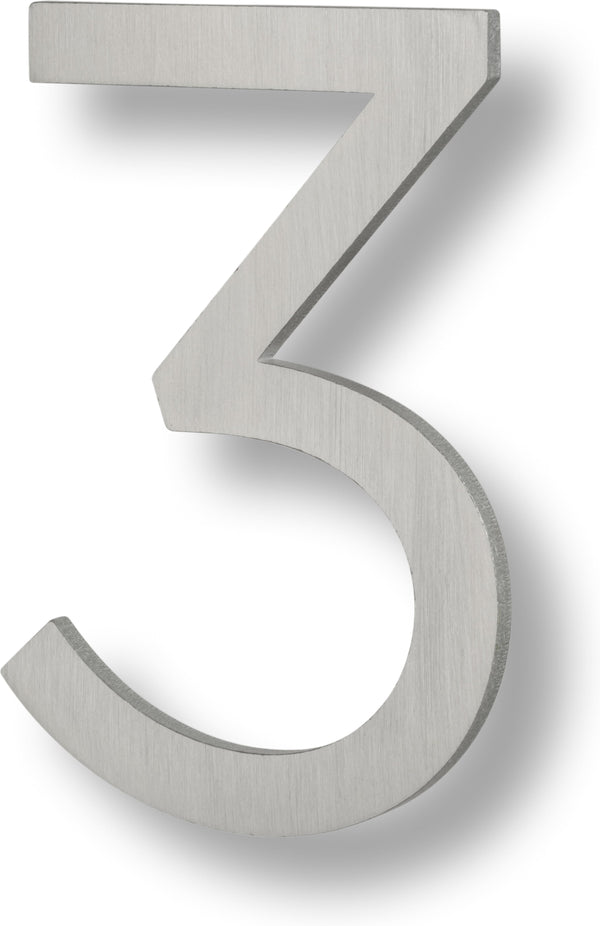 Sure-Loc Floating House Number, 6", No. 3 in Brushed Aluminum finish