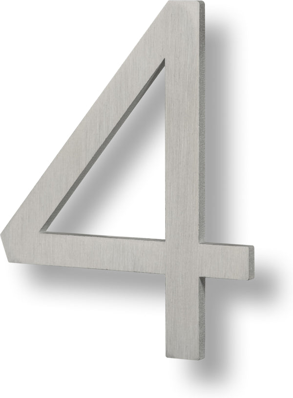 Sure-Loc Floating House Number, 6", No. 4 in Brushed Aluminum finish