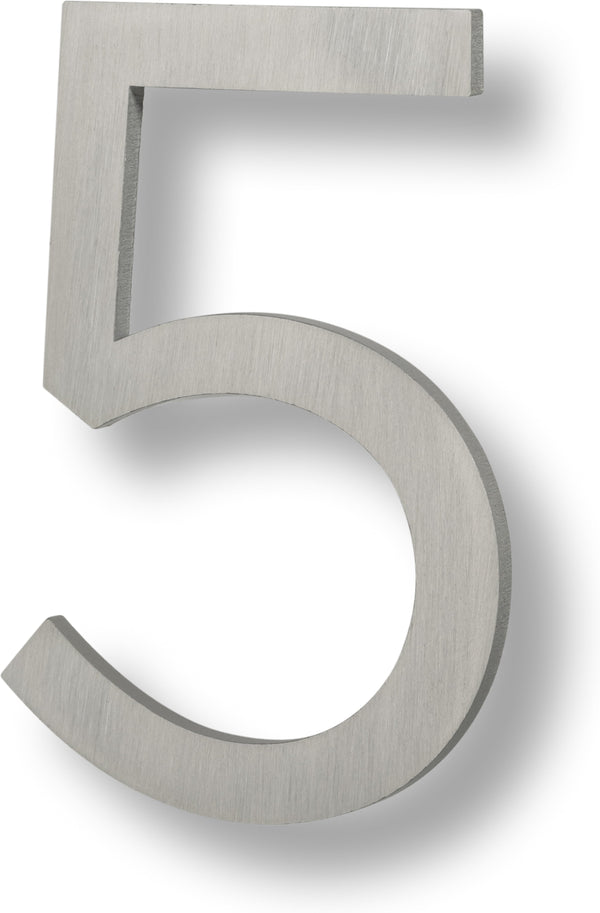 Sure-Loc Floating House Number, 6", No. 5 in Brushed Aluminum finish