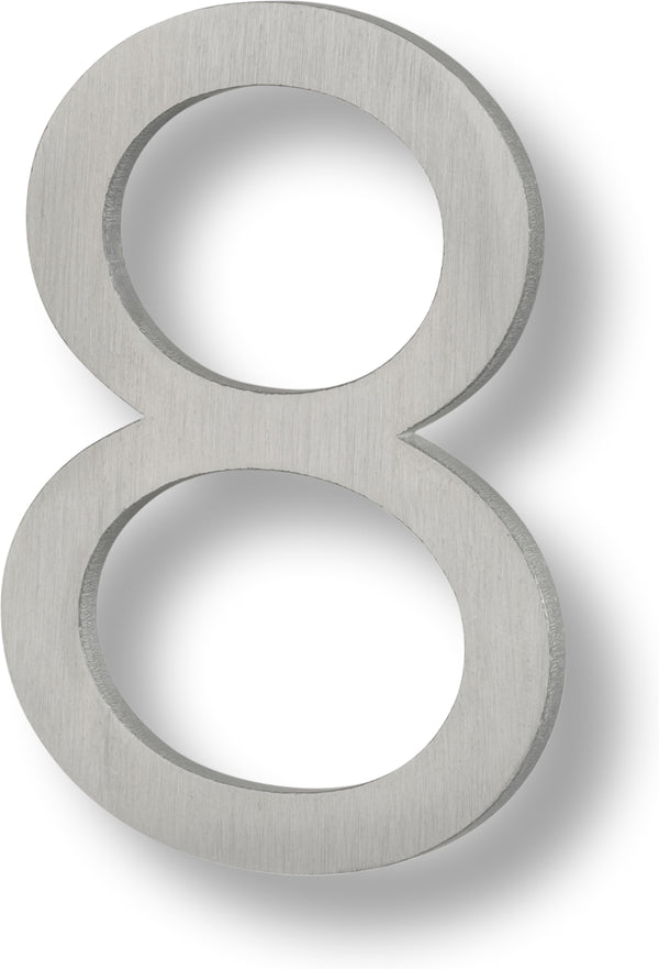 Sure-Loc Floating House Number, 6", No. 8 in Brushed Aluminum finish