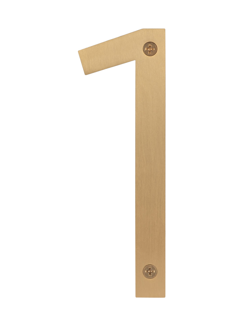 Sure-Loc House Number, 6", No. 1 in Satin Brass finish