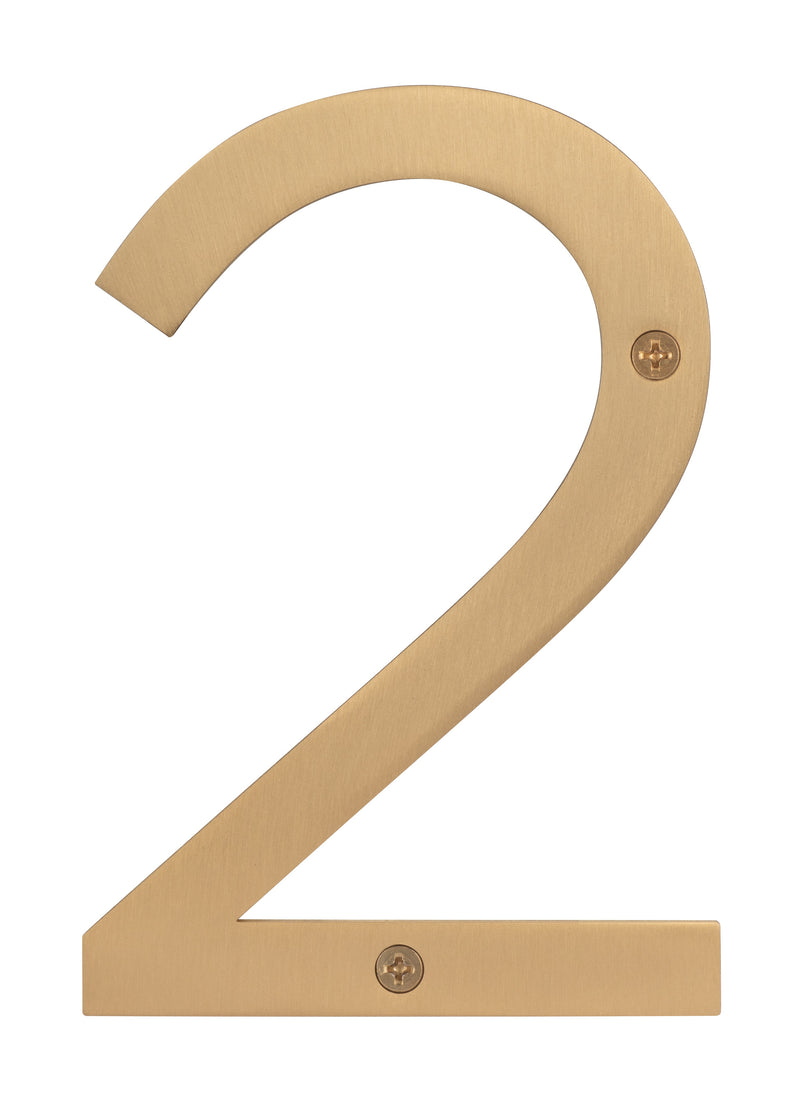 Sure-Loc House Number, 6", No. 2 in Satin Brass finish