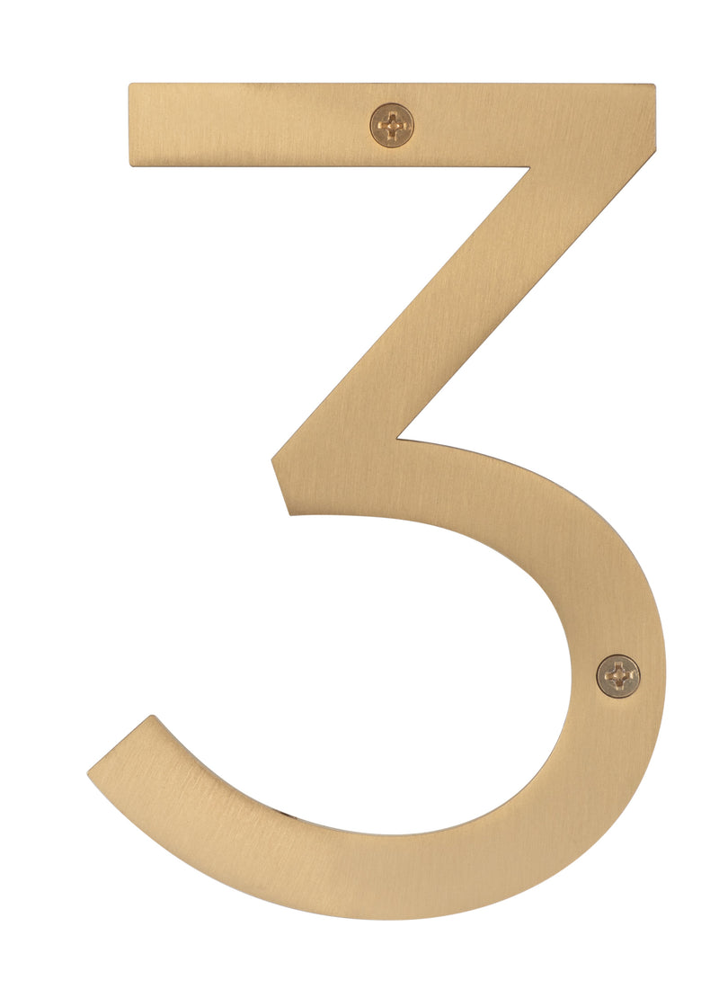 Sure-Loc House Number, 6", No. 3 in Satin Brass finish