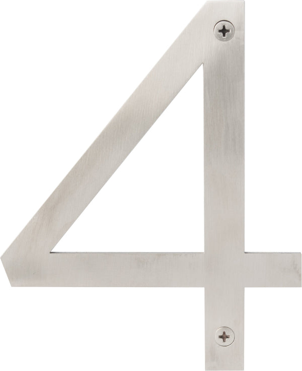 Sure-Loc House Number, 6", No. 4 in Brushed Stainless Steel finish