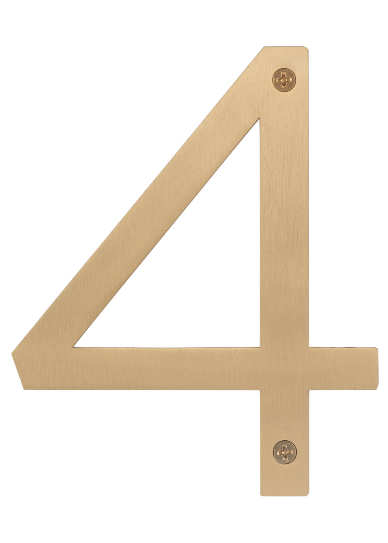 Sure-Loc House Number, 6", No. 4 in Satin Brass finish