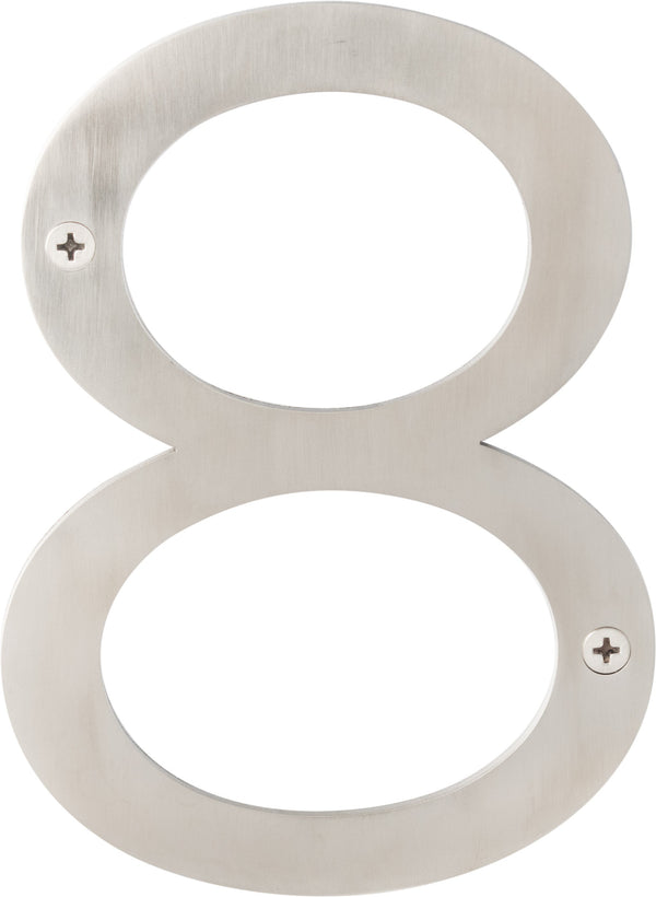Sure-Loc House Number, 6", No. 8 in Brushed Stainless Steel finish