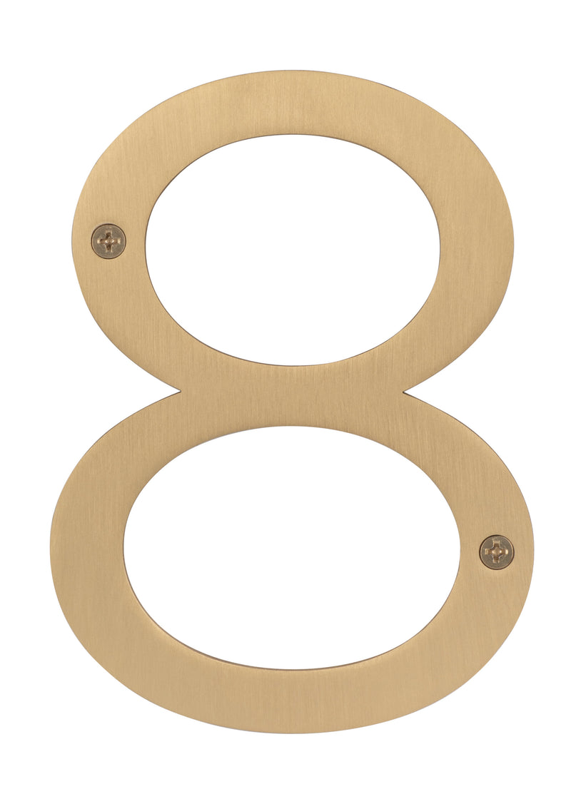 Sure-Loc House Number, 6", No. 8 in Satin Brass finish