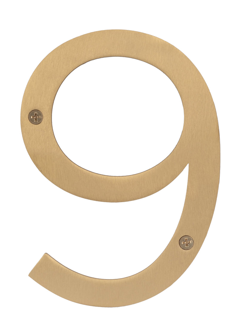 Sure-Loc House Number, 6", No. 9 in Satin Brass finish