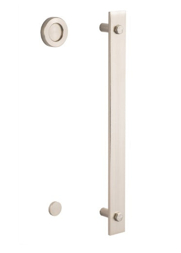 Sure-Loc Modern Barn Door Handle With Round Pull in Satin Nickel finish