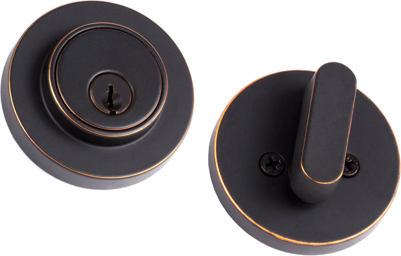 Sure-Loc Modern Single Cylinder Deadbolt in Vintage Bronze finish