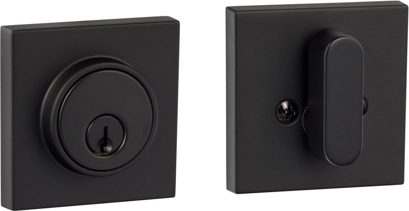 Sure-Loc Modern Square Deadbolt, Single Cylinder in Flat Black finish