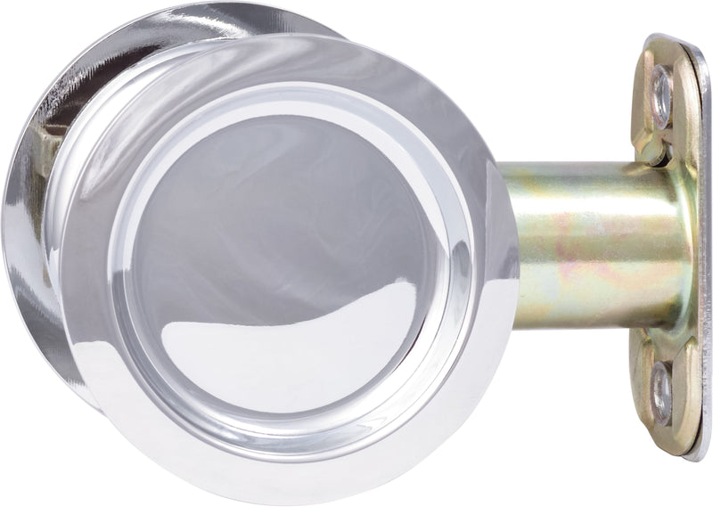 Sure-Loc Round Pocket Door Pull, Passage in Polished Chrome finish