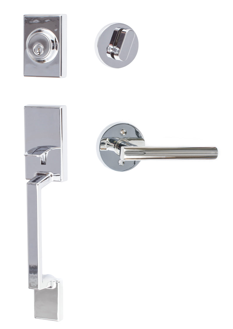 Sure-Loc Stockholm Handleset With Juneau Interior Trim Lever in Polished Chrome finish