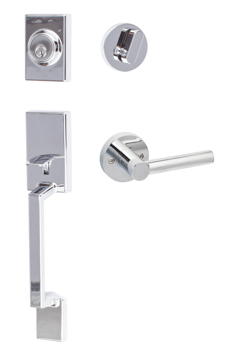 Sure-Loc Stockholm Handleset With Marin Lever Handleset Trim in Polished Chrome finish