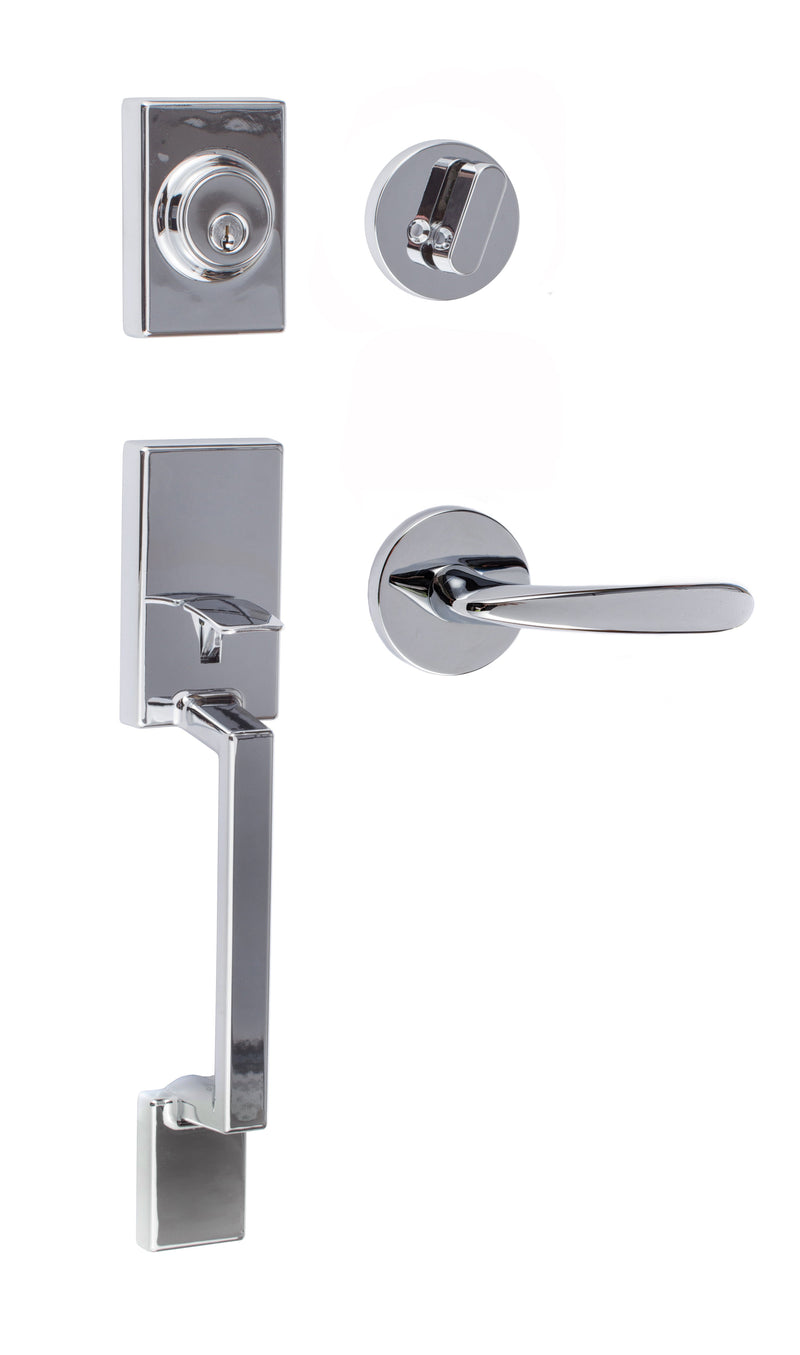 Sure-Loc Stockholm Handleset With Torino Lever Handleset Trim in Polished Chrome finish