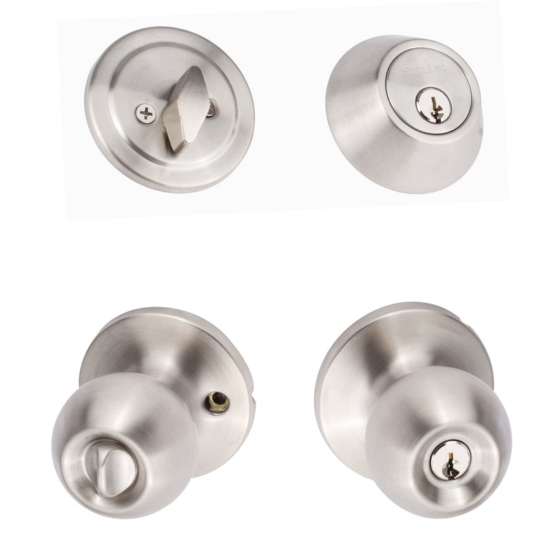 Sure-Loc Tahoe Entry Knobset With KA Deadbolt in Satin Stainless Steel finish