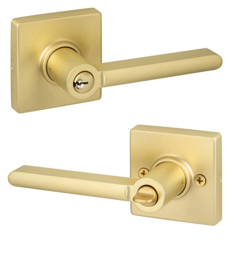 Sure-Loc Verona Keyed Entry Lever in Satin Brass finish