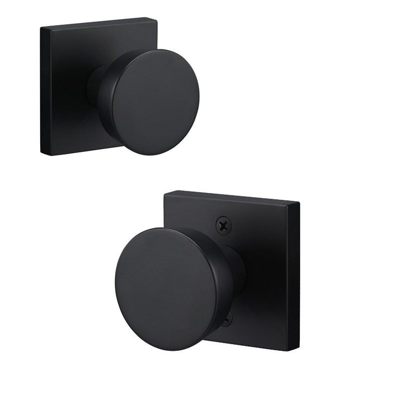 Sure-Loc Zermatt Knob with Square Rosette in Flat Black finish