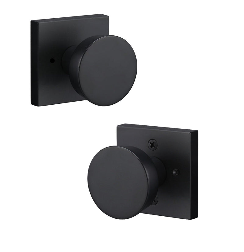 Sure-Loc Zermatt Knob with Square Rosette in Flat Black finish