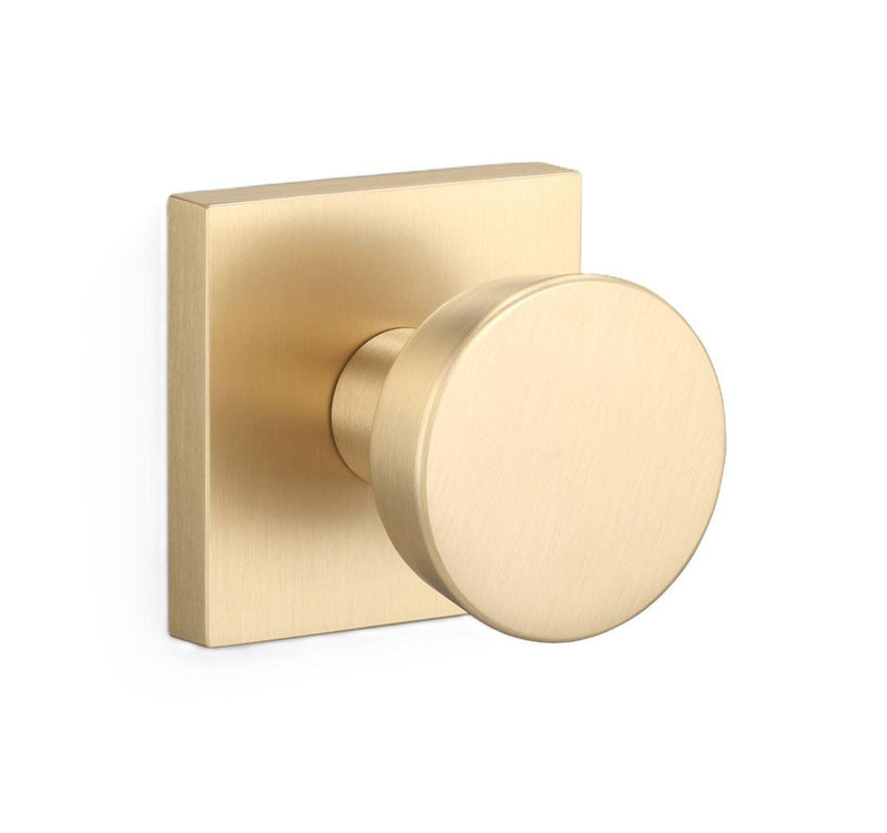 Sure-Loc Zermatt Knob with Square Rosette in Satin Brass finish