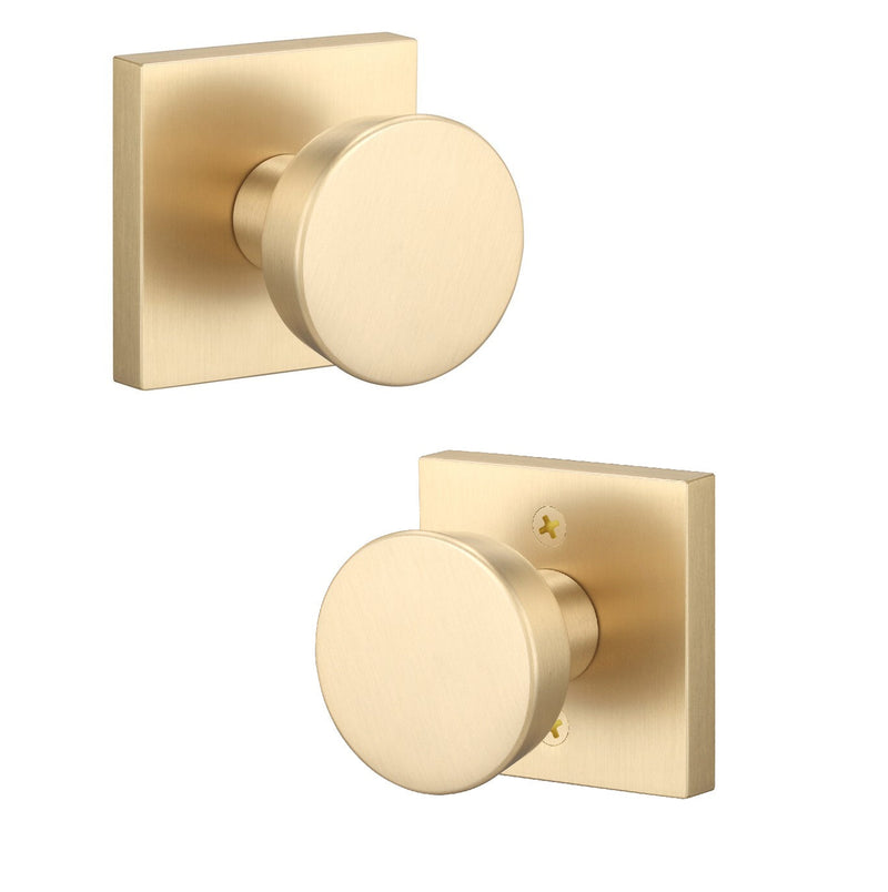 Sure-Loc Zermatt Knob with Square Rosette in Satin Brass finish