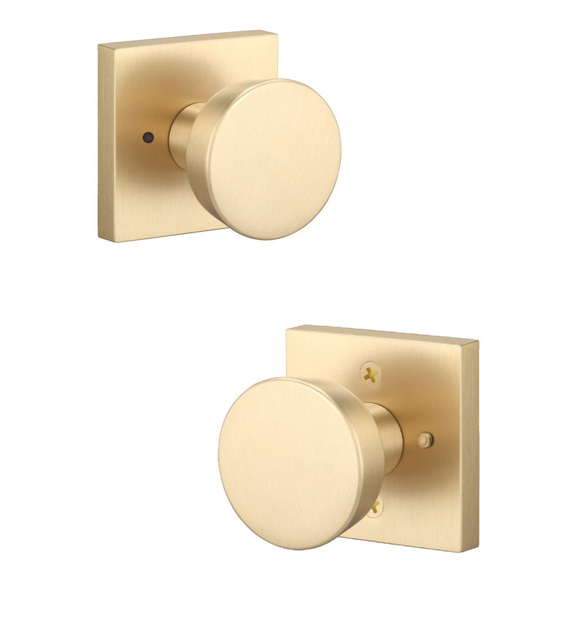 Sure-Loc Zermatt Knob with Square Rosette in Satin Brass finish