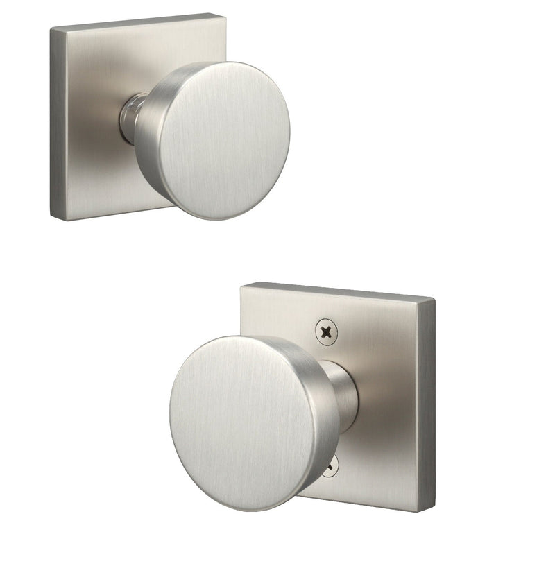 Sure-Loc Zermatt Knob with Square Rosette in Satin Nickel finish