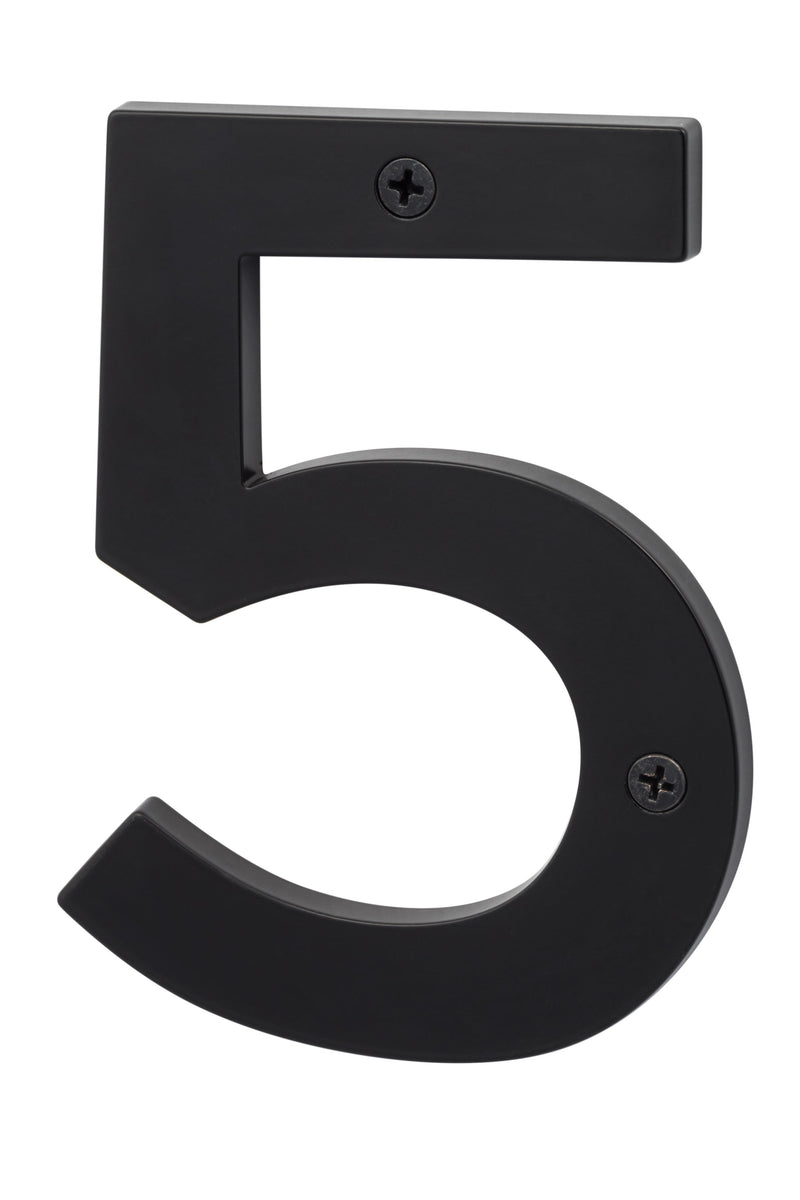 Sure-Loc Zinc House Number 5", No. 5 in Flat Black finish