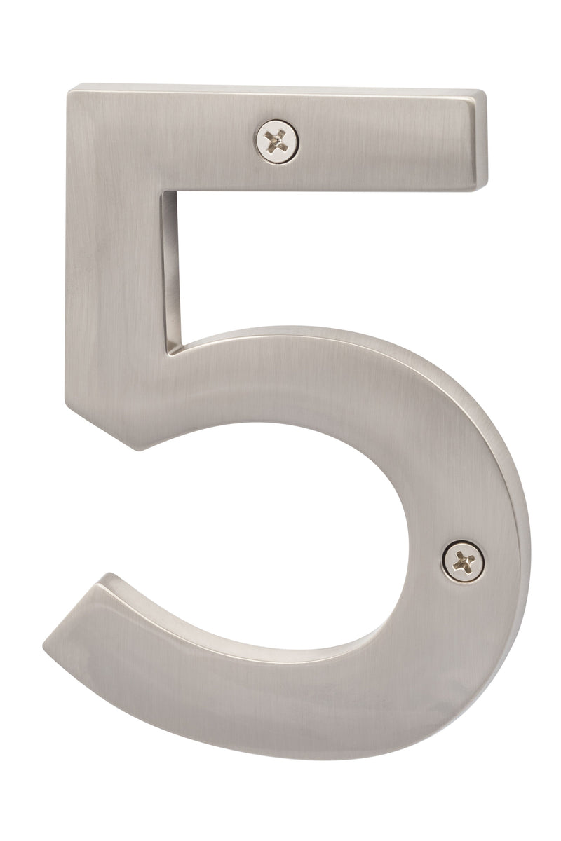Sure-Loc Zinc House Number 5", No. 5 in Satin Nickel finish