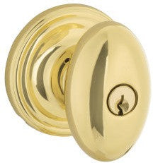 Yale Expressions Auburn Knob with Maguire Rosette in Polished Brass finish