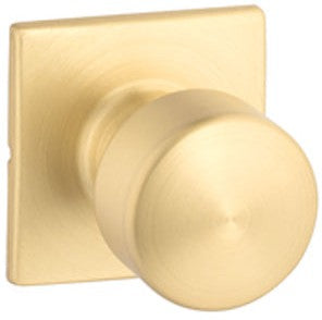 Yale Expressions Dylan Knob with Marcel Rosette in Satin Brass finish