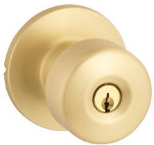 Yale Expressions Dylan Knob with Owen Rosette in Satin Brass finish