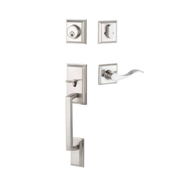 Yale Expressions Ellington Single Cylinder Entry Set with Left Handed Brunswick Lever, Schlage Keyway in Satin Nickel finish