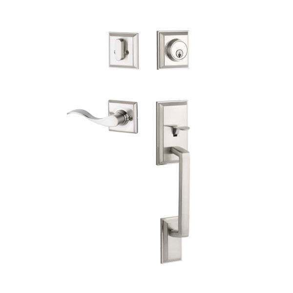 Yale Expressions Ellington Single Cylinder Entry Set with Right Handed Brunswick Lever, Kwikset Keyway in Satin Nickel finish