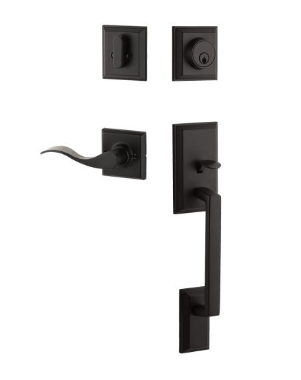 Yale Expressions Ellington Single Cylinder Entry Set with Right Handed Brunswick Lever, Schlage Keyway in Flat Black finish