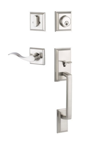 Yale Expressions Ellington Single Cylinder Entry Set with Right Handed Brunswick Lever, Schlage Keyway in Satin Nickel finish