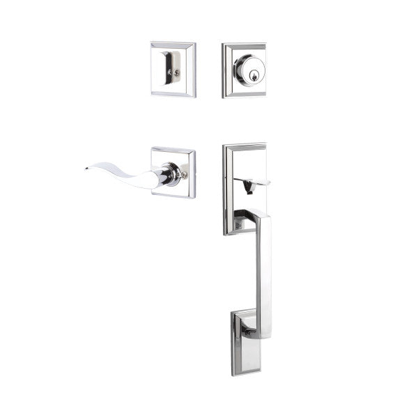 Yale Expressions Ellington Single Cylinder Entry Set with Right Handed Brunswick Lever, Wesier Keyway in Polished Chrome finish