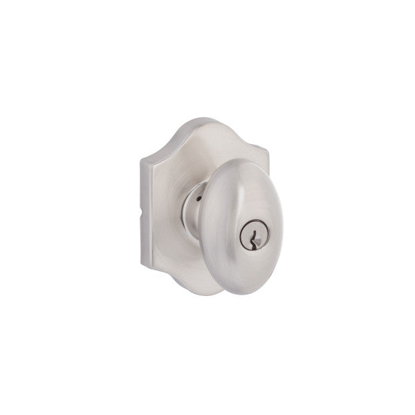 Yale Expressions Entry Auburn Knob with Everly Rosette, Kwisket Keyway in Satin Nickel finish