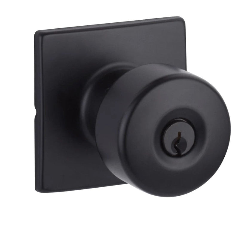 Yale Expressions Entry Dylan Knob with Marcel Rosette, Kwikset Keyway in Flat Black finish