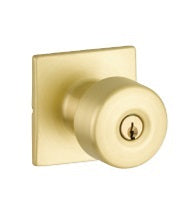 Yale Expressions Entry Dylan Knob with Marcel Rosette, Kwikset Keyway in Satin Brass finish
